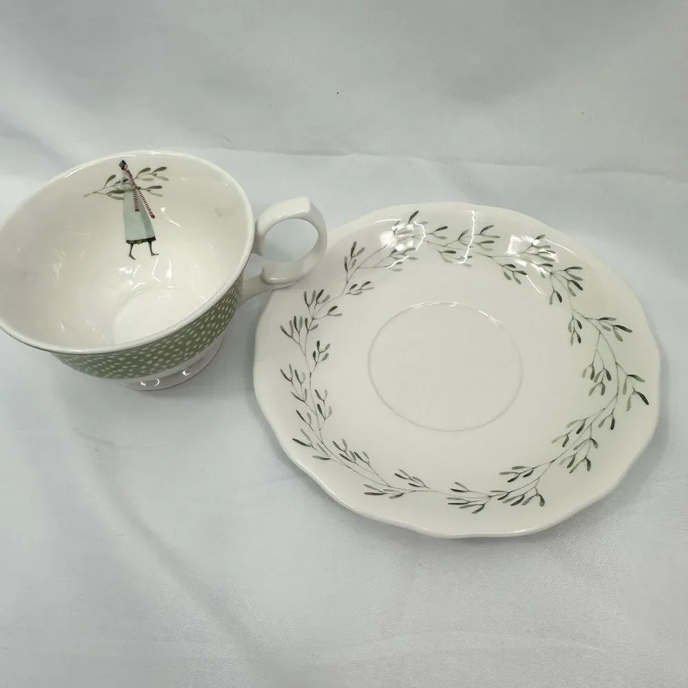 Portmeirion A Fine Romance Tea Cup And Saucer Romantic Lady Print Small Cup